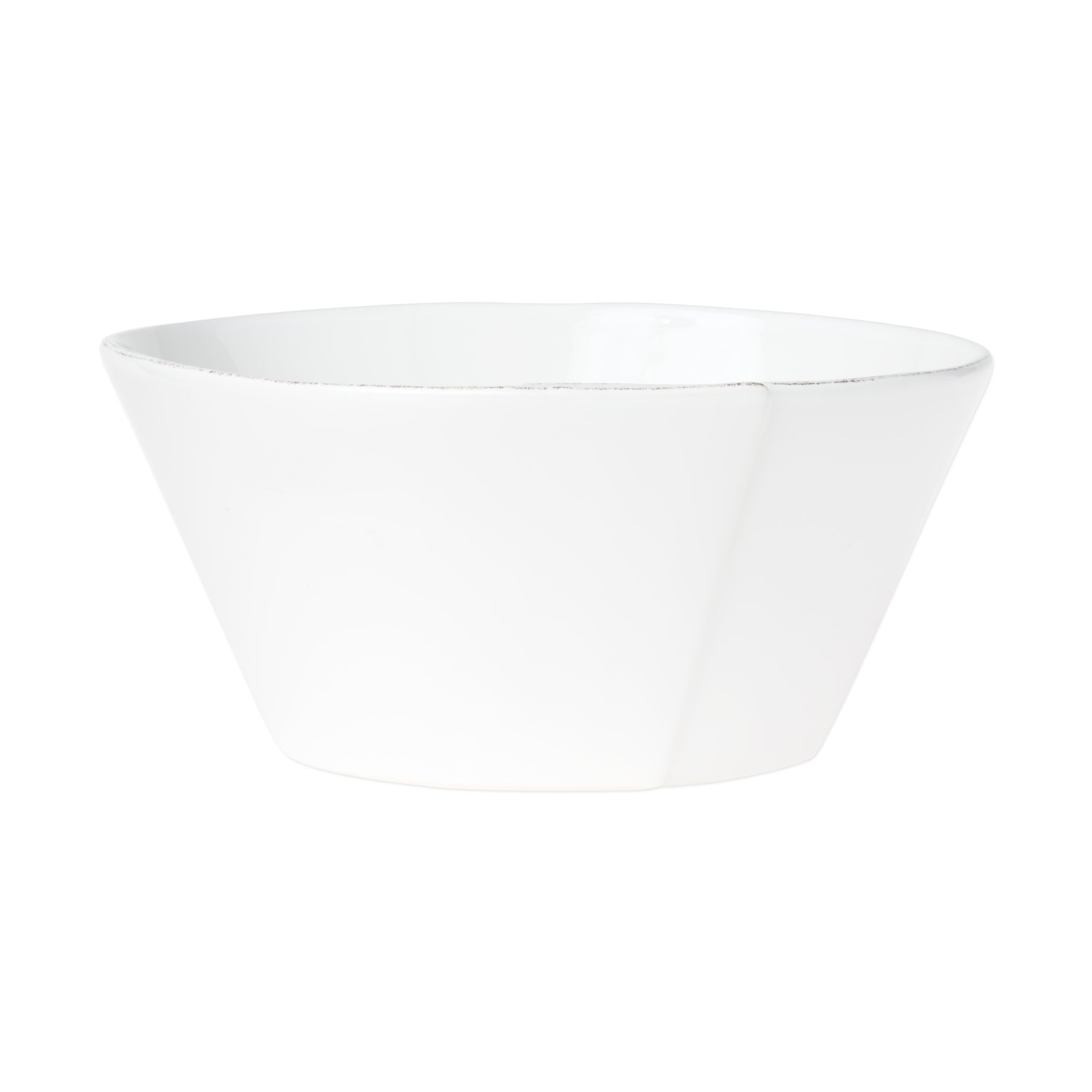 Large White Vietri Lastra Stacking Serving Bowl with Artistic Details