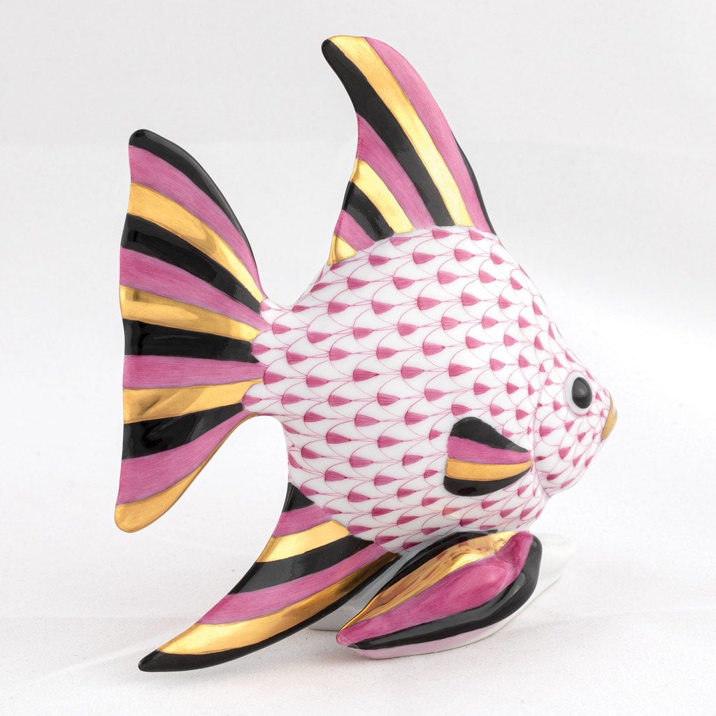Exquisite Hand - painted Herend Angel Fish Porcelain Figurine for Home Decoration