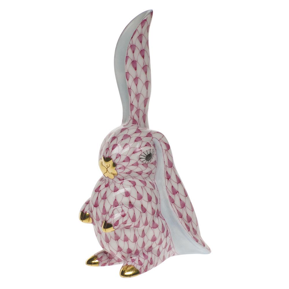 Herend Handmade Porcelain Rabbit Figurine with One Ear Upright