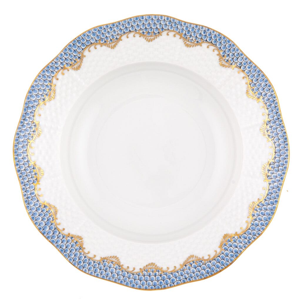 Herend Soup Plate with Timeless Fish Scale Rim in Various Colors
