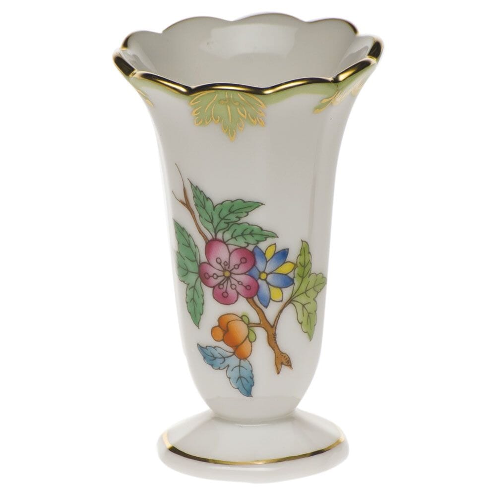 Exquisite Herend Queen Victoria Pattern Scalloped Hand - painted Bud Vase
