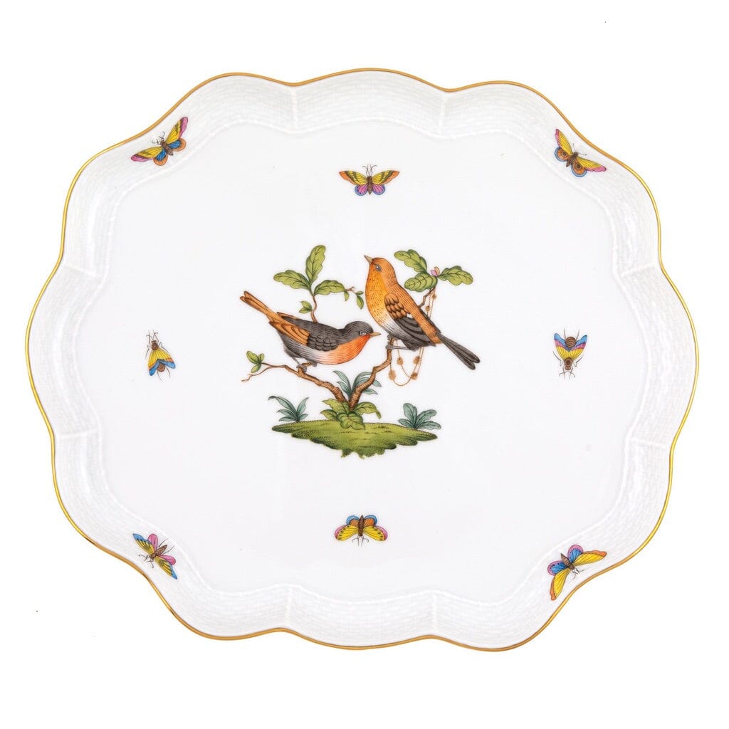 Exquisite Herend Rothschild Bird Design Porcelain Scallop Serving Tray