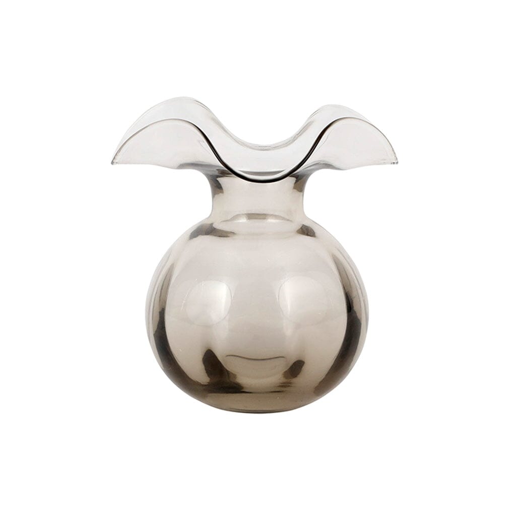 Vietri Hibiscus-Styled Smoky Gray Mouth-Blown Glass Single Bud Vase for Home Decor