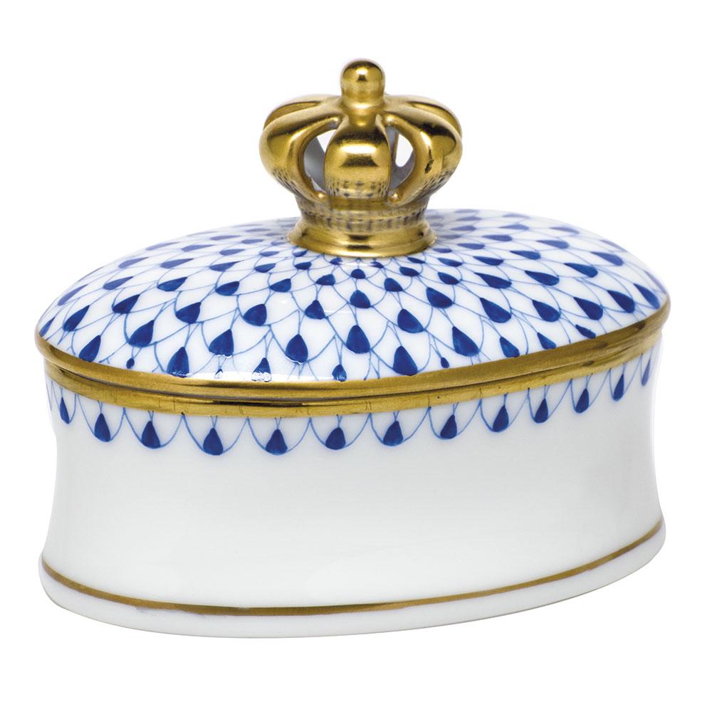Exquisite Herend Porcelain Box with Crown Ornament