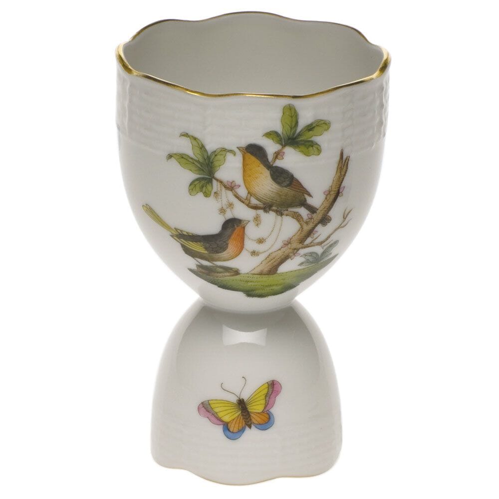 Exquisite Herend Rothschild Bird Hand - painted Double Egg Cup with 24K Gold