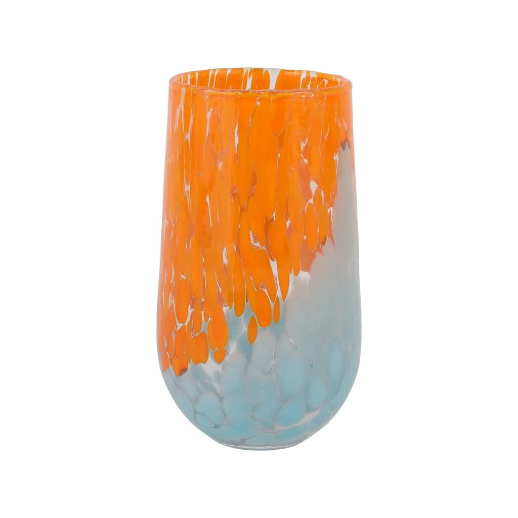 Vietri Nuvola Light Blue and Orange Hand - Blown High Ball Glass