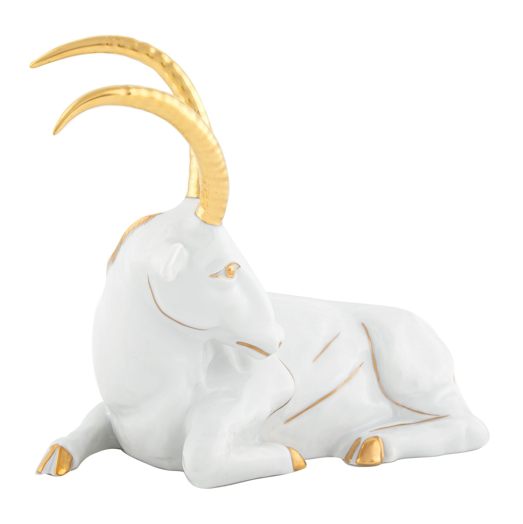 Exquisite Hand - painted Herend Antelope Porcelain Figurine
