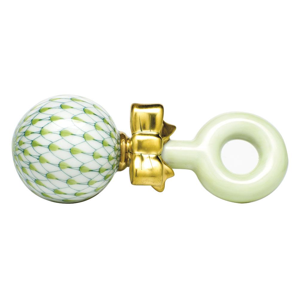 Handmade Herend Porcelain Baby Rattle with Traditional Fishnet Pattern
