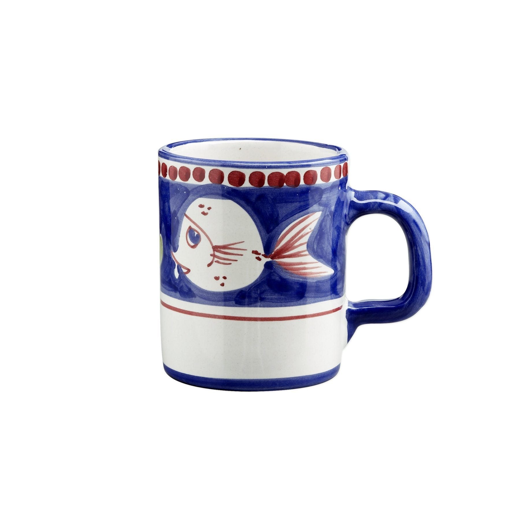 Handcrafted Vietri Campagna Pesce Mug with Hand - painted Cut Fish Design