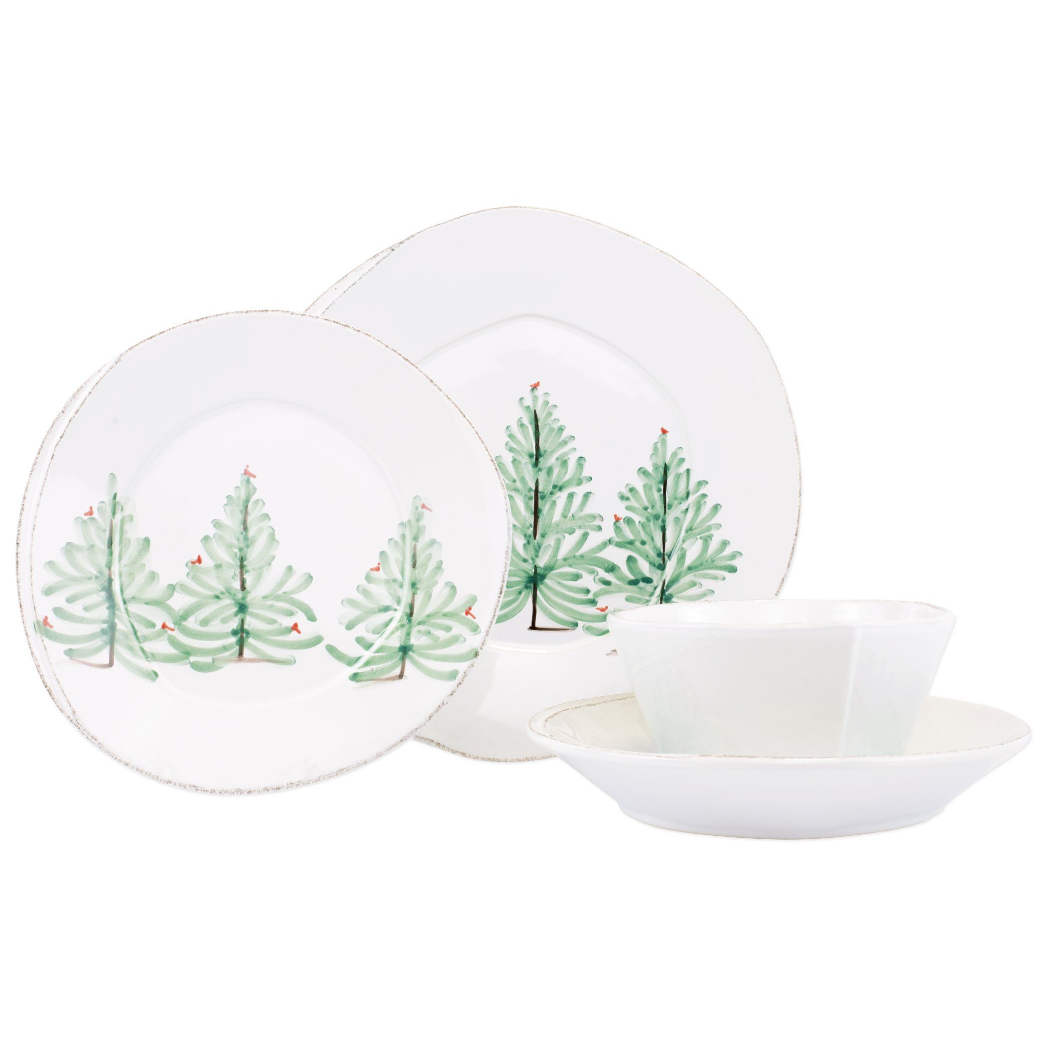 Vietri Lastra Four - Piece Holiday Place Setting with Hand - painted Design