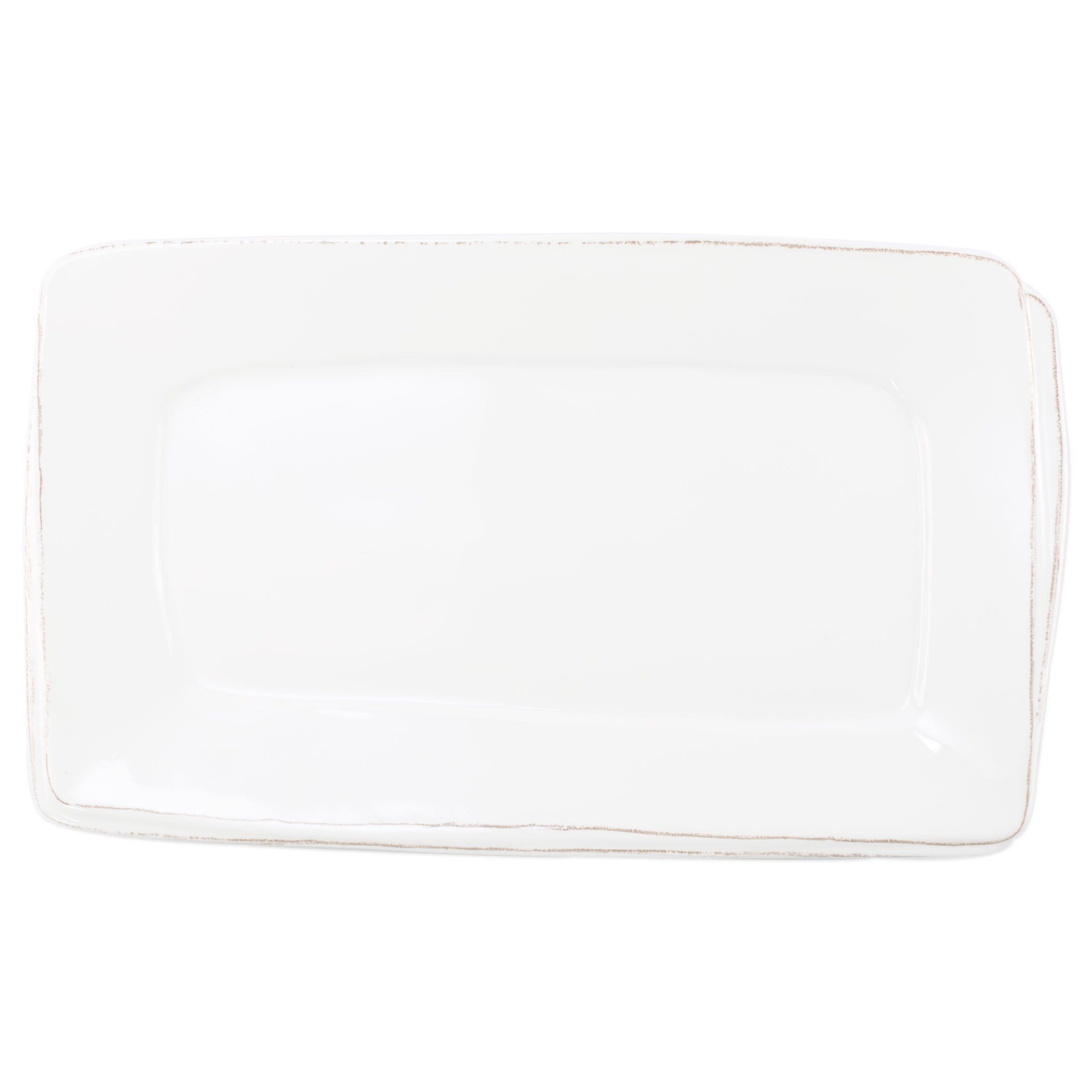 Vietri White Rectangular Melamine Serving Platter in the Lastra Pattern