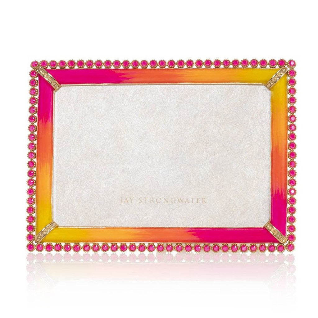 Jay Strongwater Electric Pink 4" x 6 Lorraine Stone Edge Frame