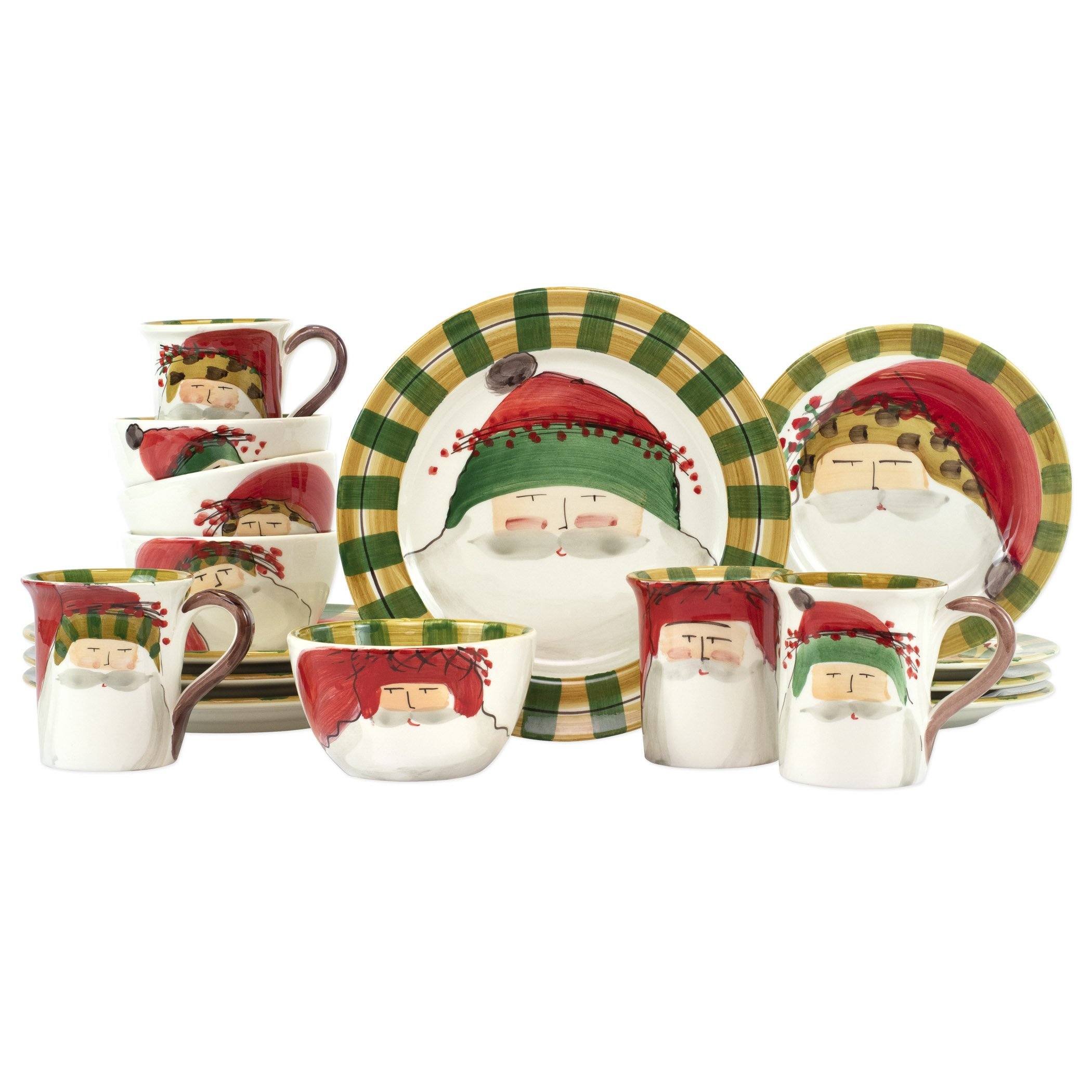 Vietri Assorted Sixteen - Piece Old St. Nick Holiday Place Setting