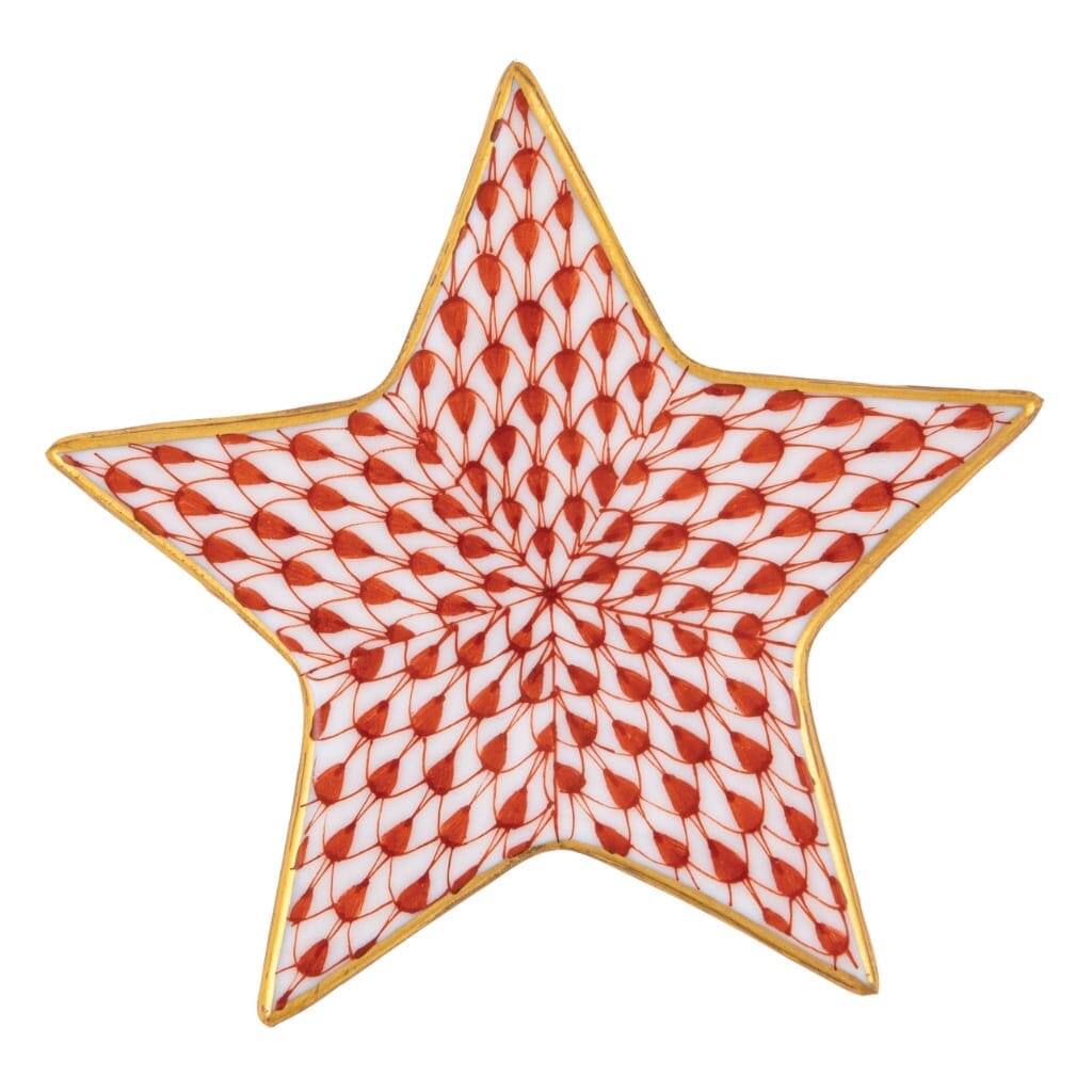 Exquisite Handmade Herend Star Figurine in 9 Vibrant Colors Trimmed with 24kt Gold