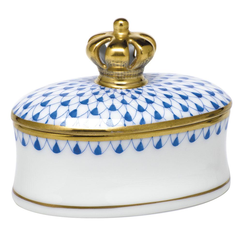 Exquisite Herend Porcelain Box with Crown Ornament