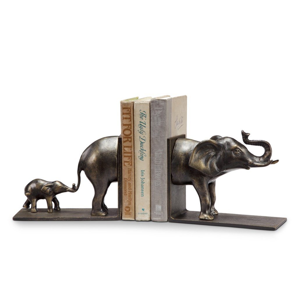 SPI Home Hand - Cast Aluminum & Iron Elephant and Baby Bookends Set
