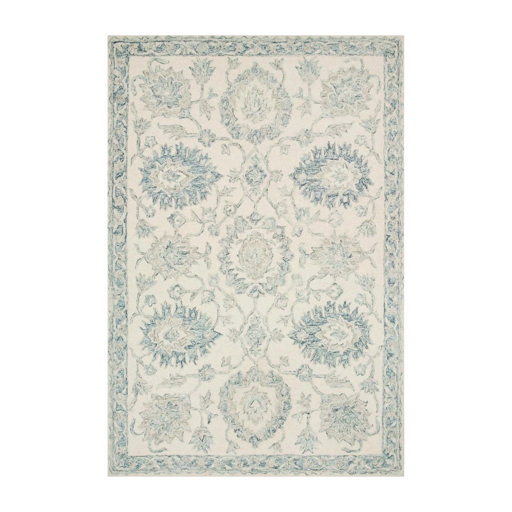 Loloi Norabel NOR 04 Luxury Ivory and Blue Hand - Hooked Area Rug for Modern Homes