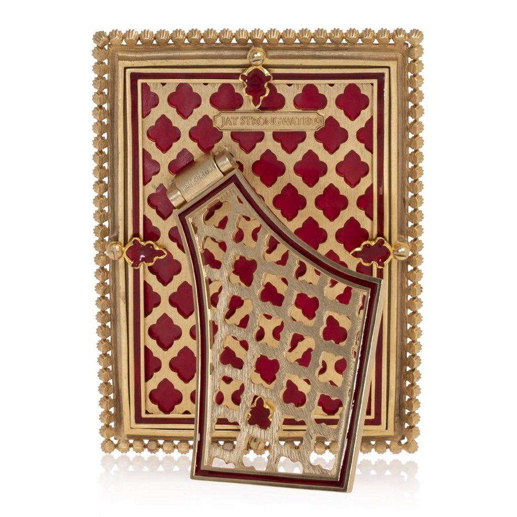 Jay Strongwater Lorraine Decorative Picture Frame - 4 x 6 Inch Ruby Red Frame with 14K Gold Finish
