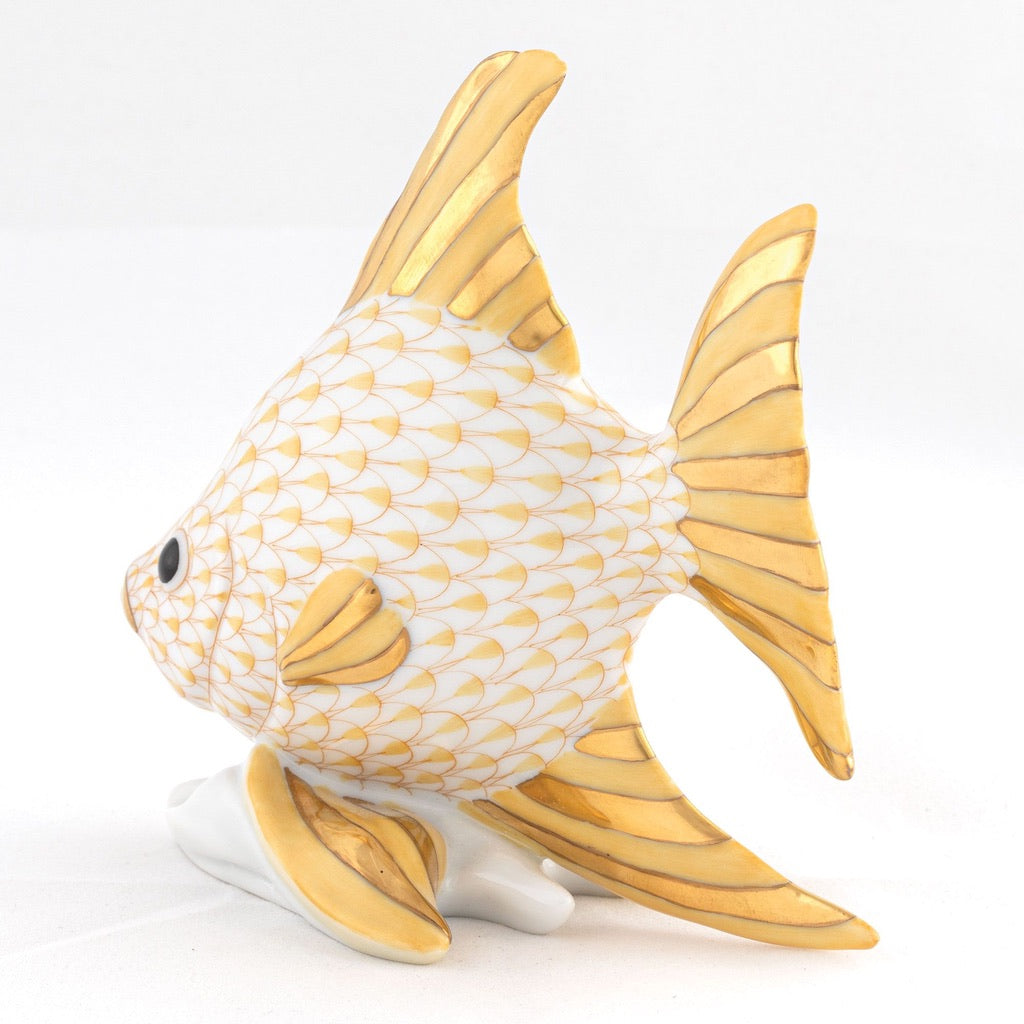 Exquisite Hand - painted Herend Angel Fish Porcelain Figurine for Home Decoration