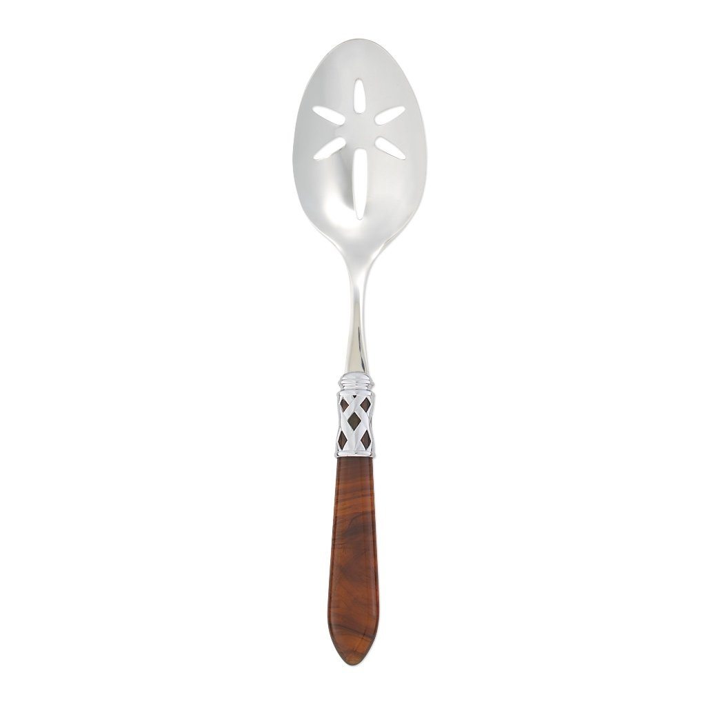 Vietri Aladdin Shiny Chrome 18/10 Stainless Steel Slotted Serving Spoon