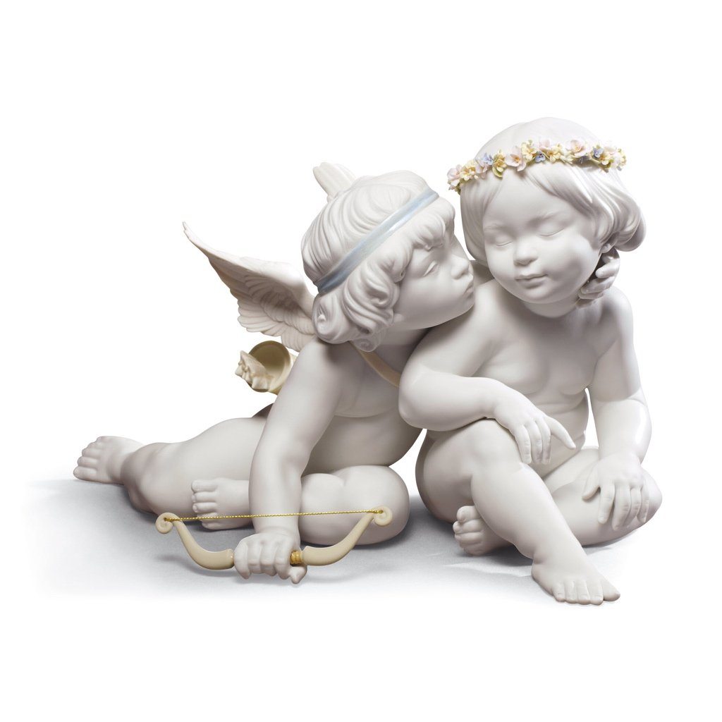 Exquisite Lladro Handmade Porcelain Figurine Depicting Eros And Psyche