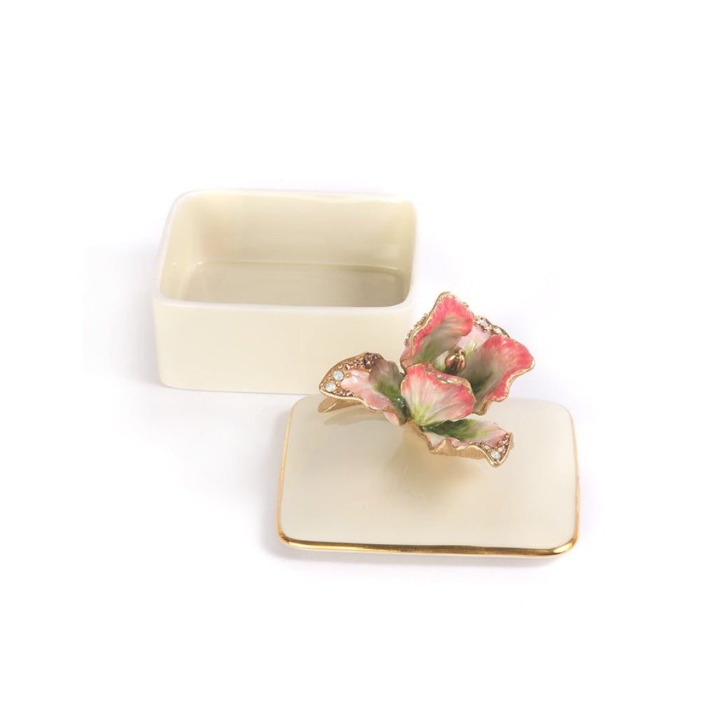Exquisite Jay Strongwater Lainey Tulip 14K Gold - Finished Porcelain Box