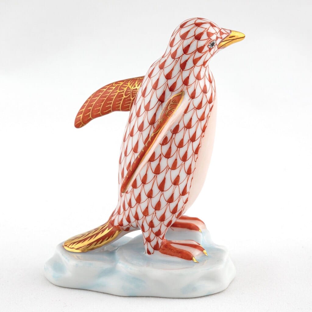 Hand - painted Hungarian Herend Waddling Penguin Porcelain Figurine
