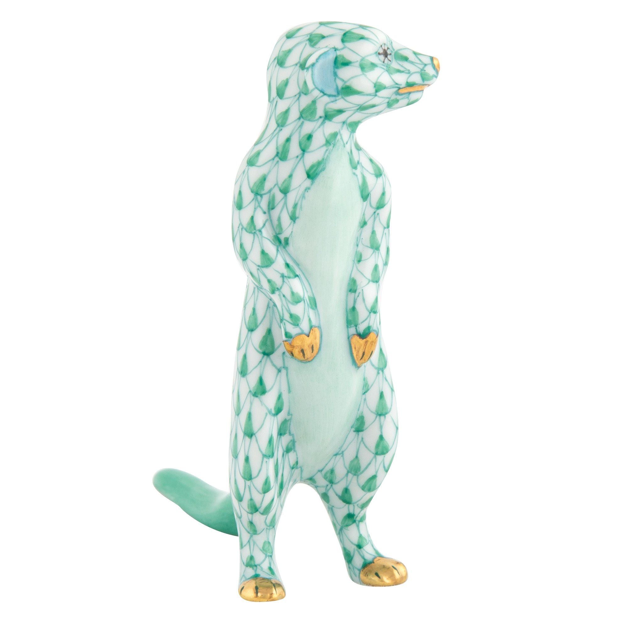 Handmade Herend Meerkat Porcelain Figurine from Hungary
