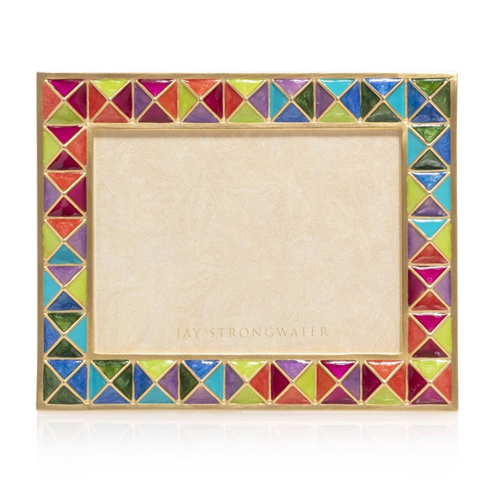 Jay Strongwater Rainbow 3 x 4 Abaculus Pyramid Hand - Enameled 14K Gold Frame