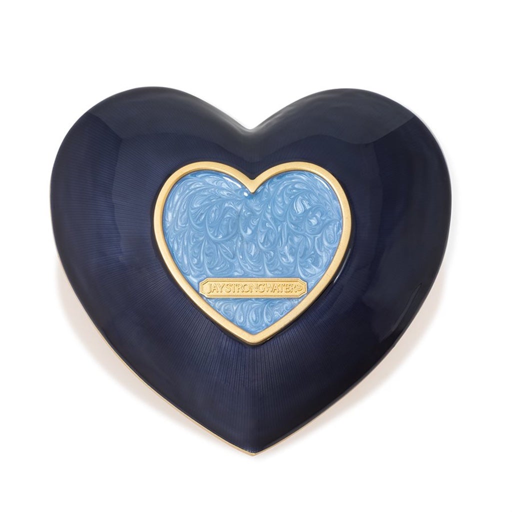Jay Strongwater Aria Floral Heart Decorative Trinket Tray for Delft Garden Theme