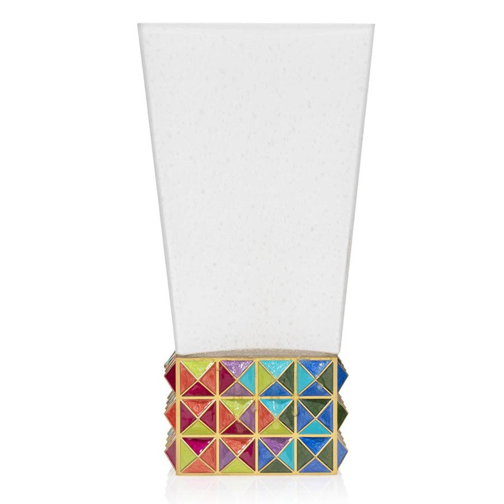 Jay Strongwater Rainbow Ombre Opus Pyramid Glass Vase