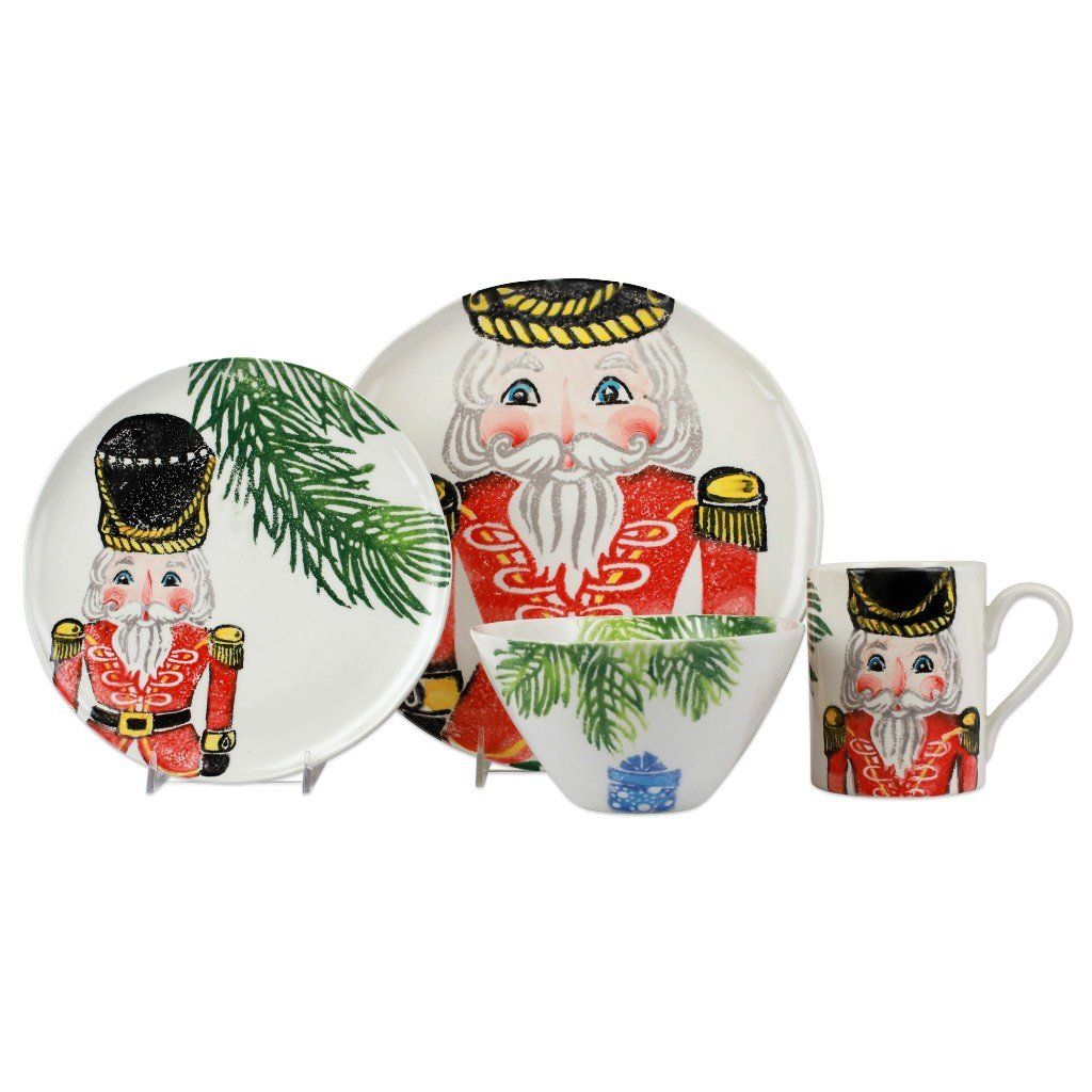 Vietri Hand - painted Red Four - Piece Nutcracker Place Setting