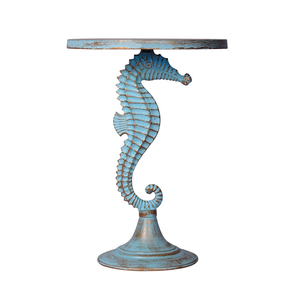 Weathered Finish SPI Home Aluminum Seahorse Accent Table