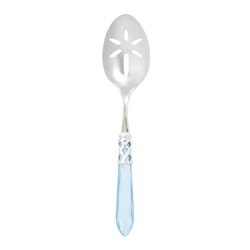 Vietri Aladdin Shiny Chrome 18/10 Stainless Steel Slotted Serving Spoon