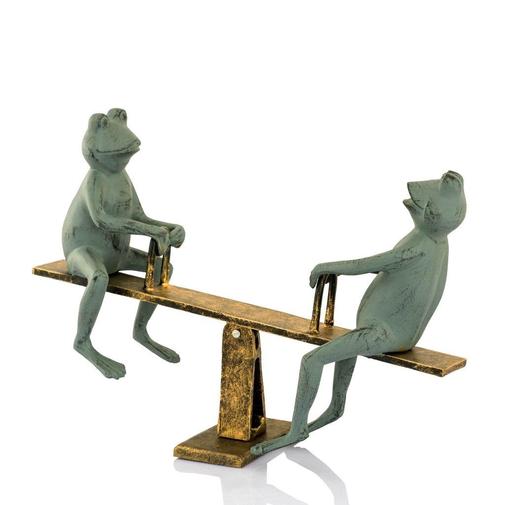Aluminum and Iron Hand - Cast SPI Garden Playground Charming Frogs on Seesaw Sculpture