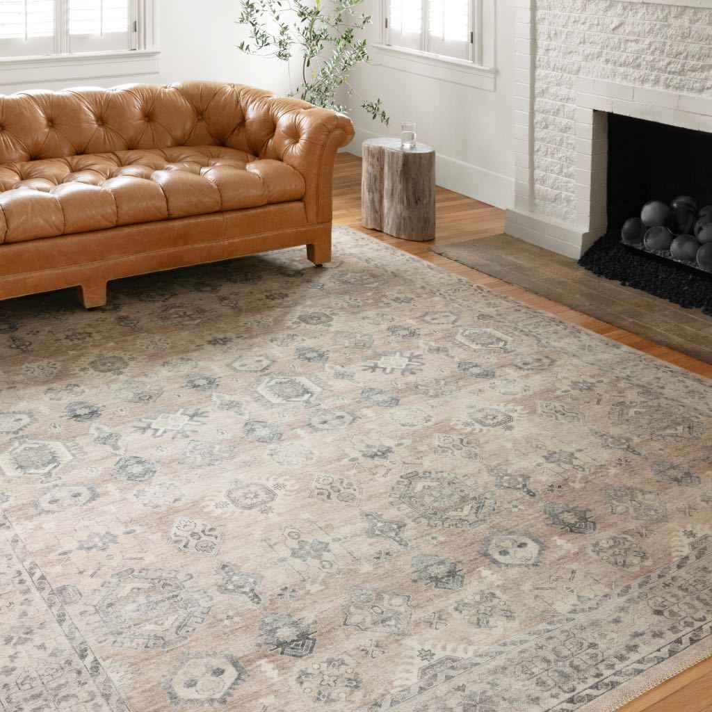 Loloi II Hathaway HTH 03 Area Rug in Java / Multi Color Scheme, a Distressed Vintage-Style Polyester Floor Covering
