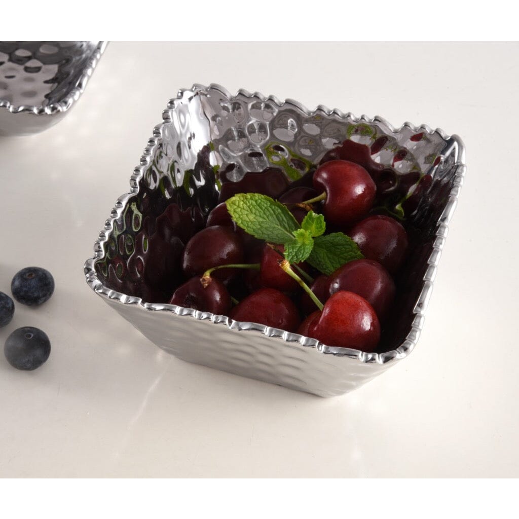 Pampa Bay Millennium Small Square Snack Bowl with Striking Gold Titanium Finish