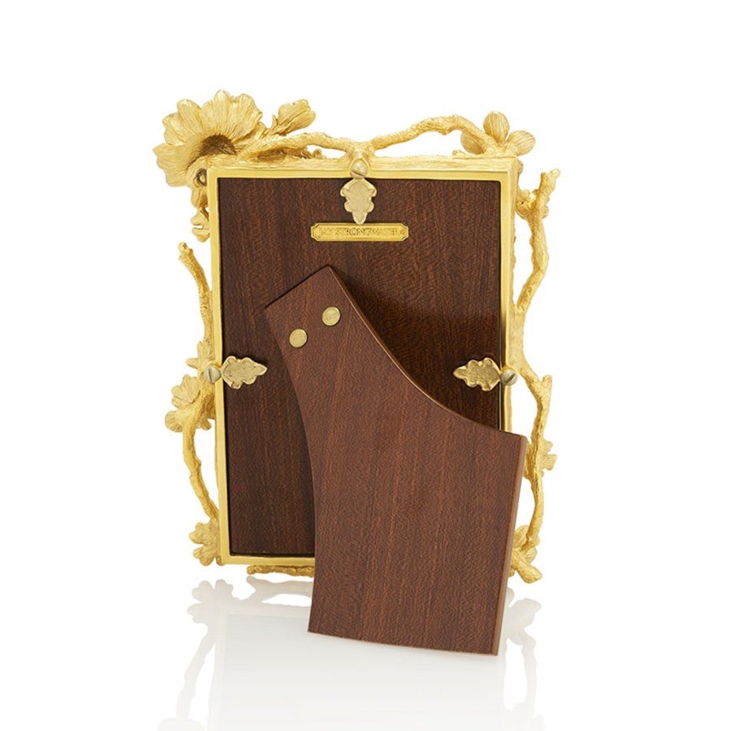 Jay Strongwater's 4 x 6 Breanna Floral Branch Gold - Finished Frame