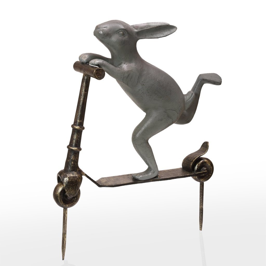 Adorable Aluminum Hand - Cast Bunny on Scooter Garden Sculpture