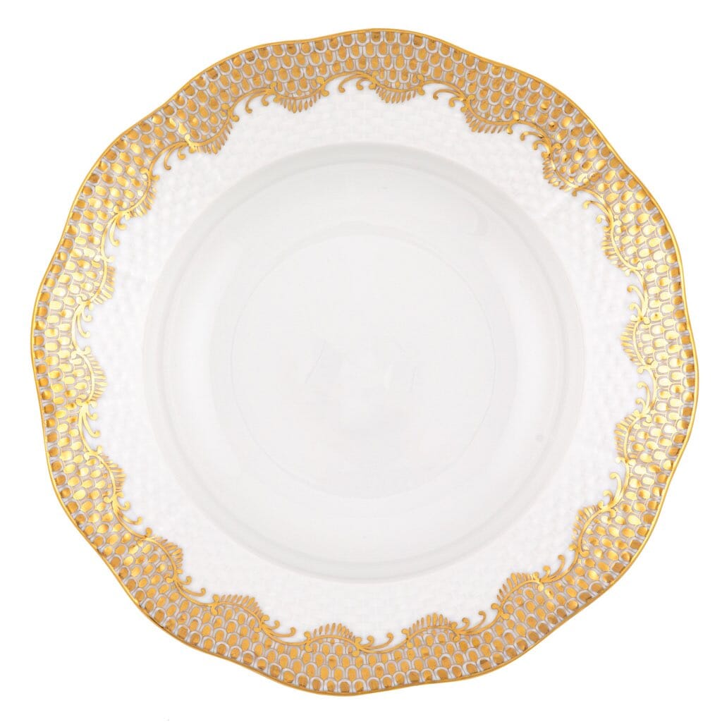 Herend Soup Plate with Timeless Fish Scale Rim in Various Colors