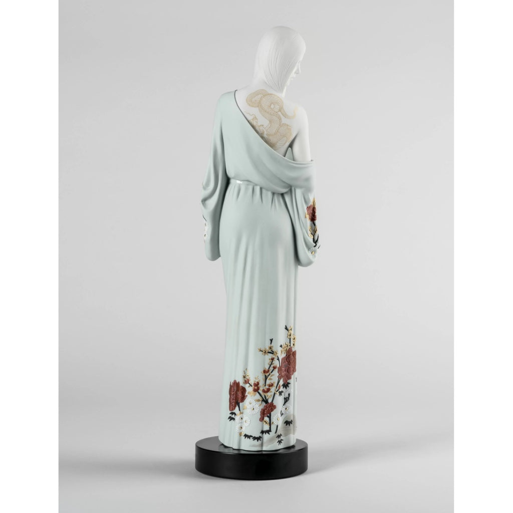 Exquisite Lladro Handmade Porcelain Figurine of Beauty with Dragon Tattoo