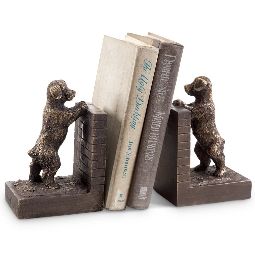 Whimsical SPI Home Bookends with Curious Peeking Puppy Design