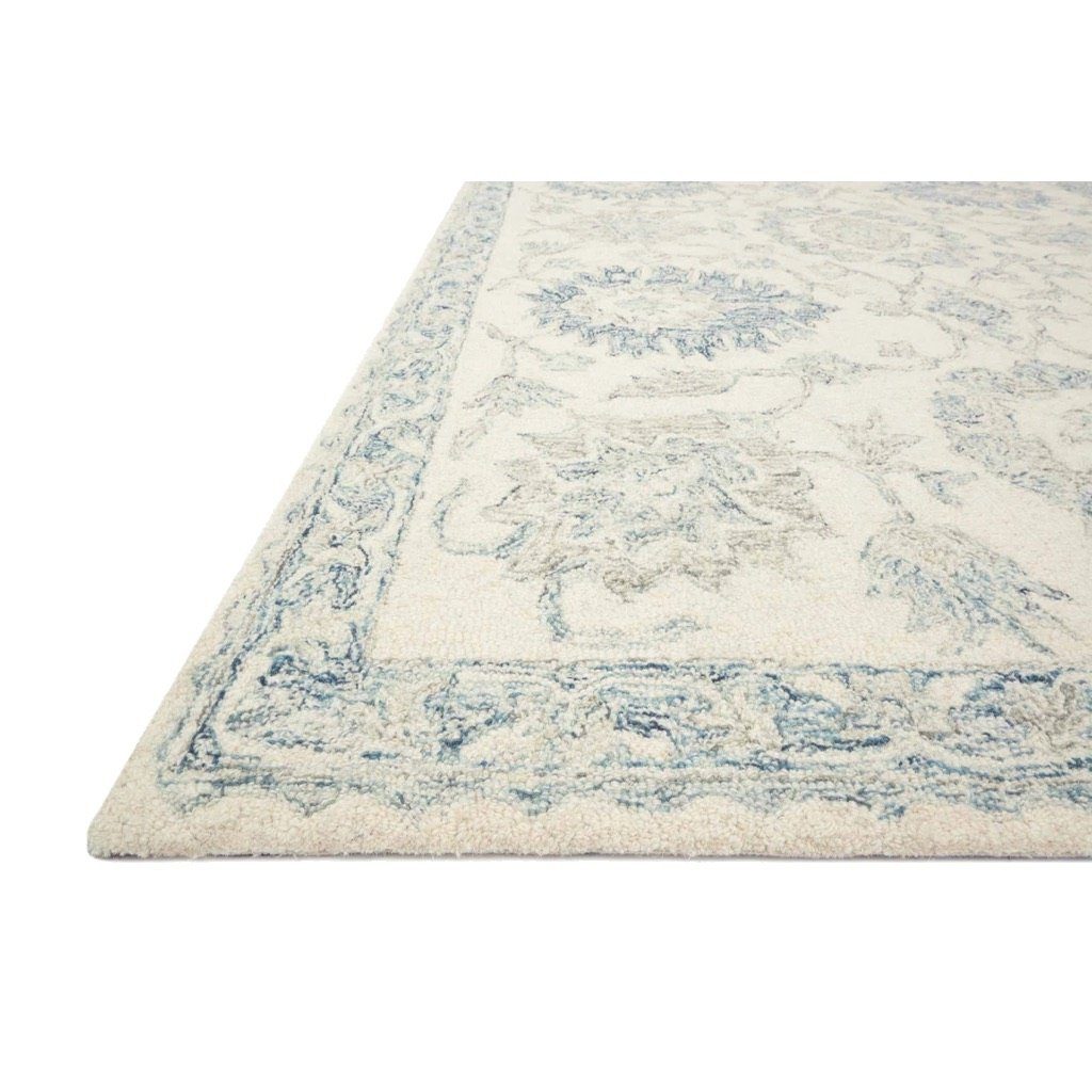 Loloi Norabel NOR 04 Luxury Ivory and Blue Hand - Hooked Area Rug for Modern Homes