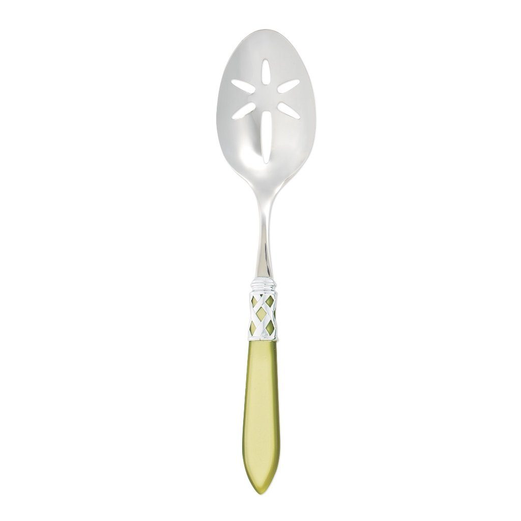 Vietri Aladdin Shiny Chrome 18/10 Stainless Steel Slotted Serving Spoon