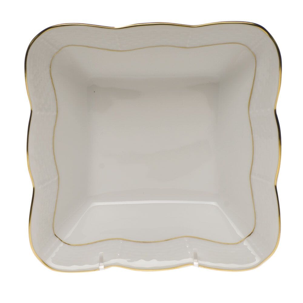Exquisite Herend Square Dish with Golden Edge