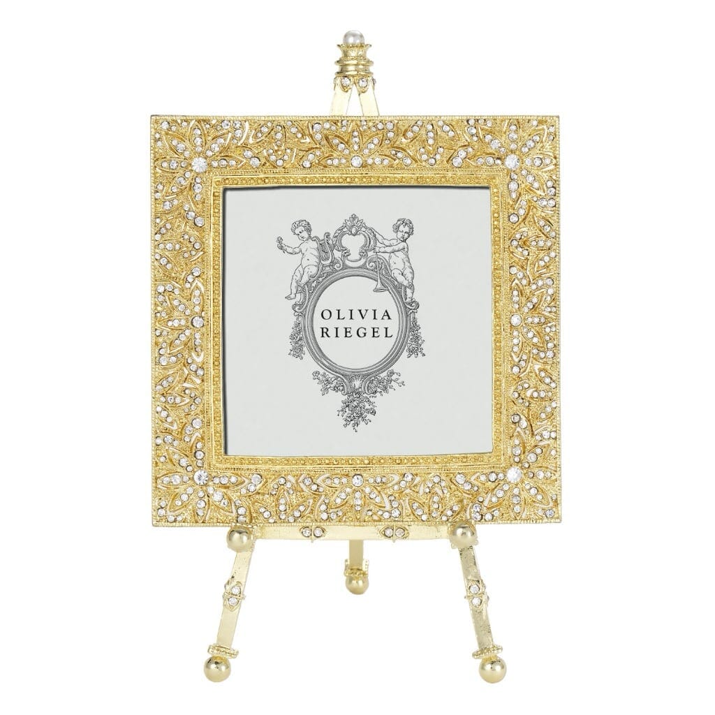 Luxurious Gold Olivia Riegel 4 x 4 Picture Frame with Crystal - Embellished Easel