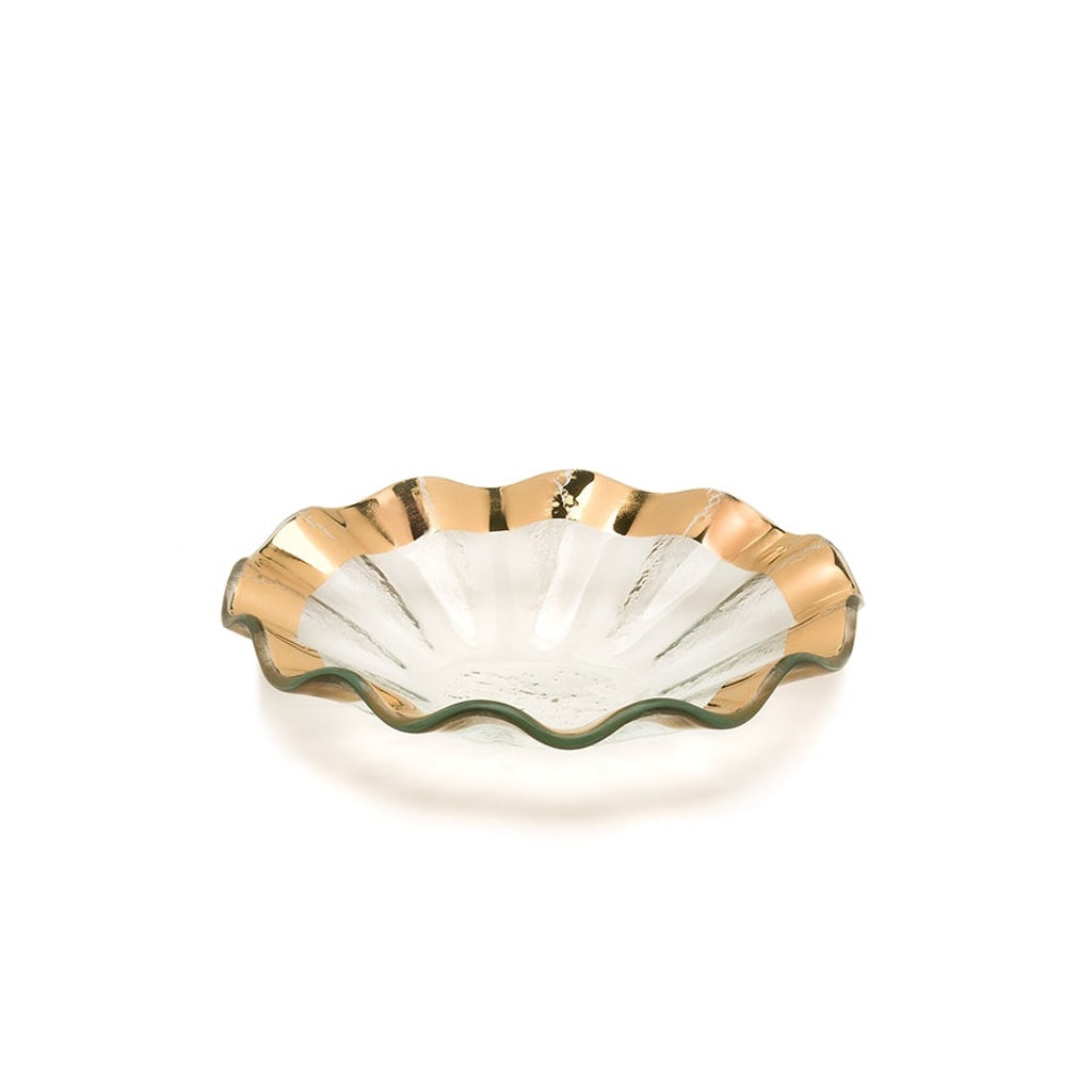 Annieglass 7-Inch Ruffled Handmade Dinnerware Bowl with Precious Metal Trim