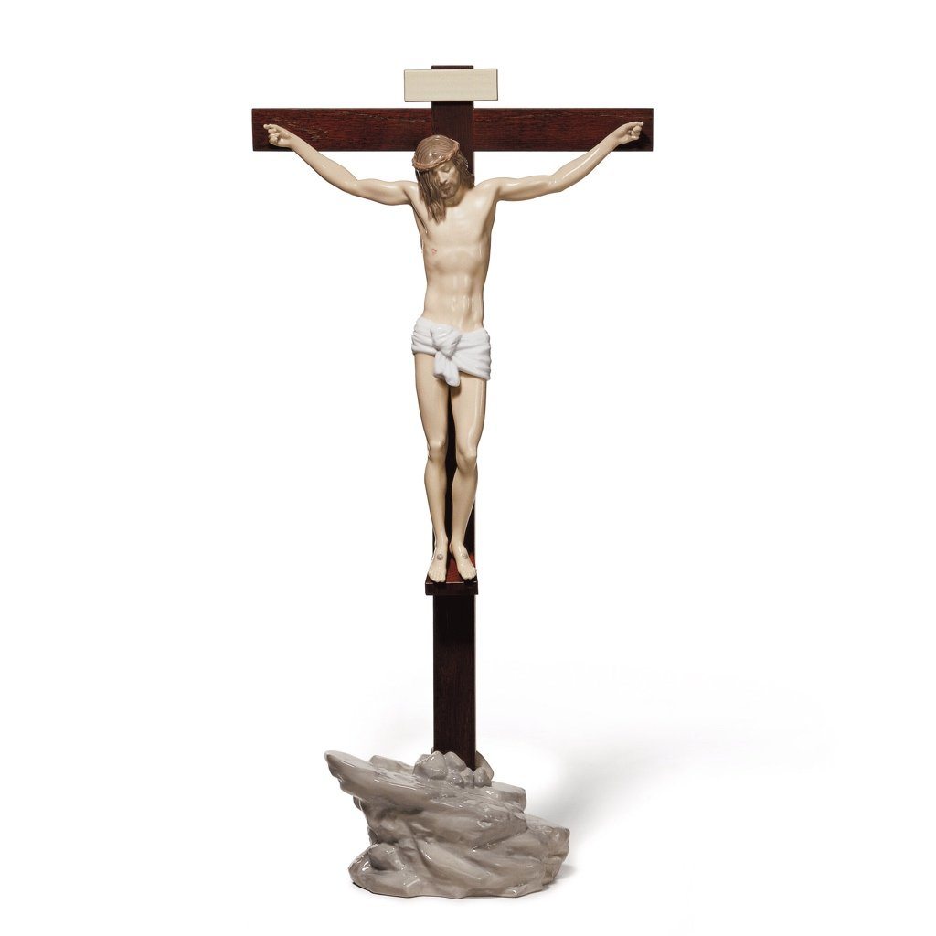 Lladro Handmade Tabletop Porcelain Statue of Our Saviour Cross