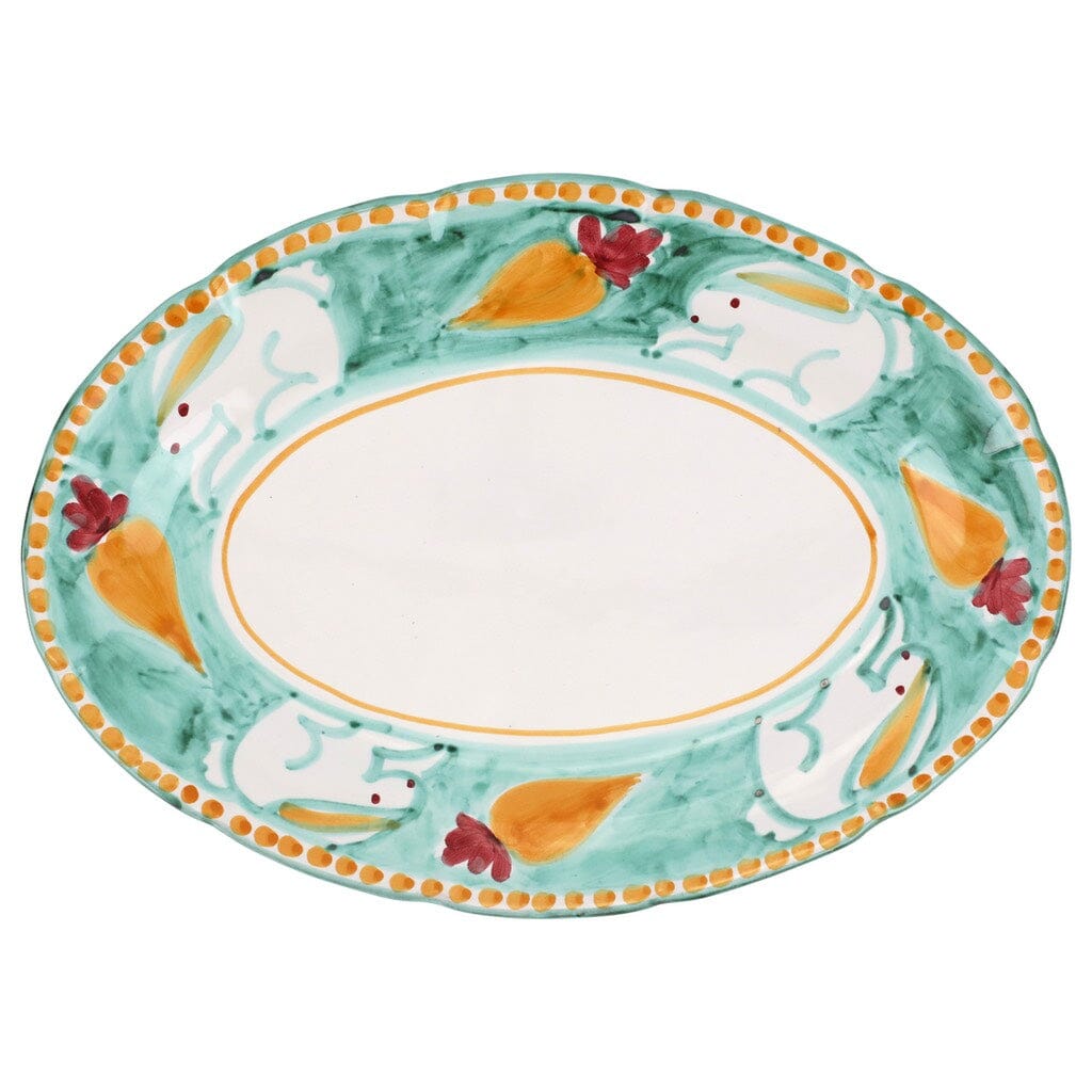 Handcrafted Vietri Campagna Coniglio Oval Platter with Adorable Bunny Design