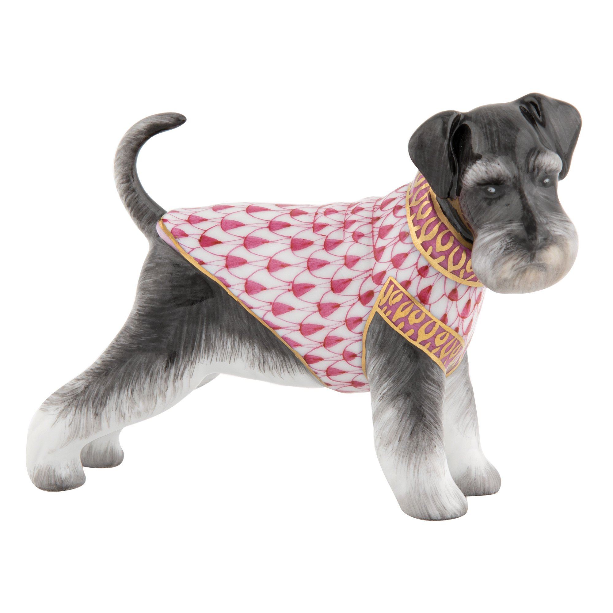 Handmade Herend Porcelain Schnauzer Figurine for Collectors